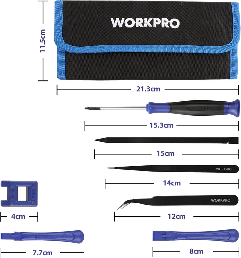 WORKPRO 12 részes precíziós csavarhúzó készlet mágneses elektronika szereléshez