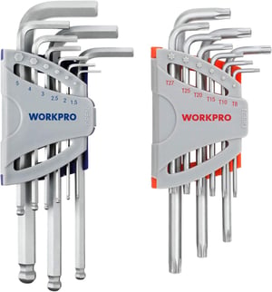WORKPRO 18 részes imbuszkulcs készlet Torx és gömbfejű, Cr-V - 1,5-10 mm