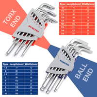 WORKPRO 18 részes Torx és gömbfejű imbuszkulcs szett 1.5-10mm Cr-V acél 3