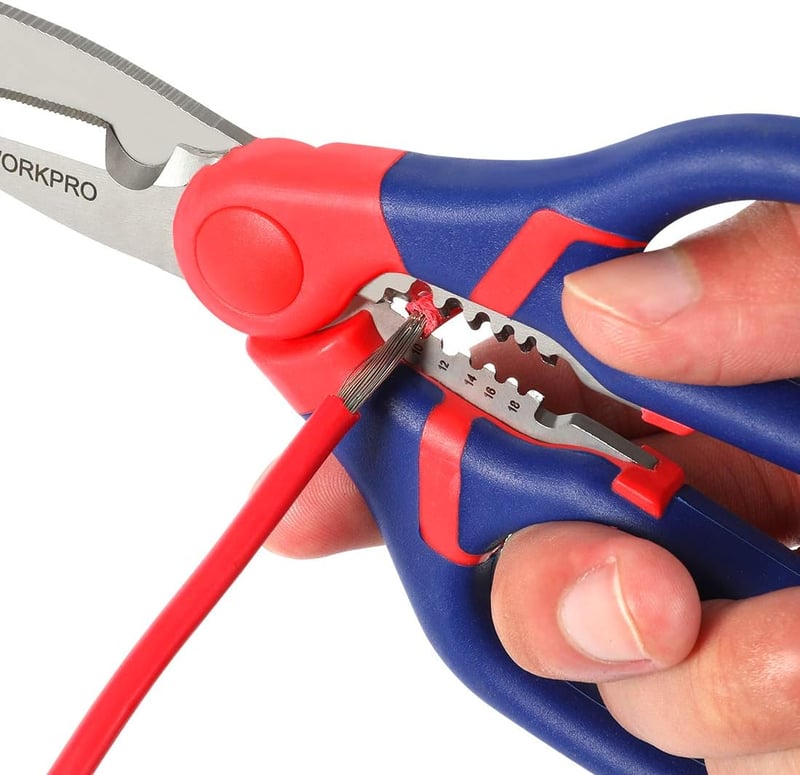 WORKPRO 2 az 1-ben Elektromosszerelő Olló Kábelvágó Sokoldalú Olló Vezetékcsupaszító 152mm Rozsdamentes