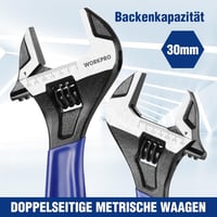 WORKPRO 200mm Állítható Csavarkulcs Cr-V Acél Kétanyagú Nyéllel 5