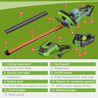 WORKPRO 20V akkumulátoros sövényvágó 510mm vágási hossz, akkuval és töltővel 3