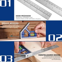 WORKPRO 300mm Kombinált Derékszög Szintezővel és Ceruza Jelölővel Rozsdamentes Acél 4