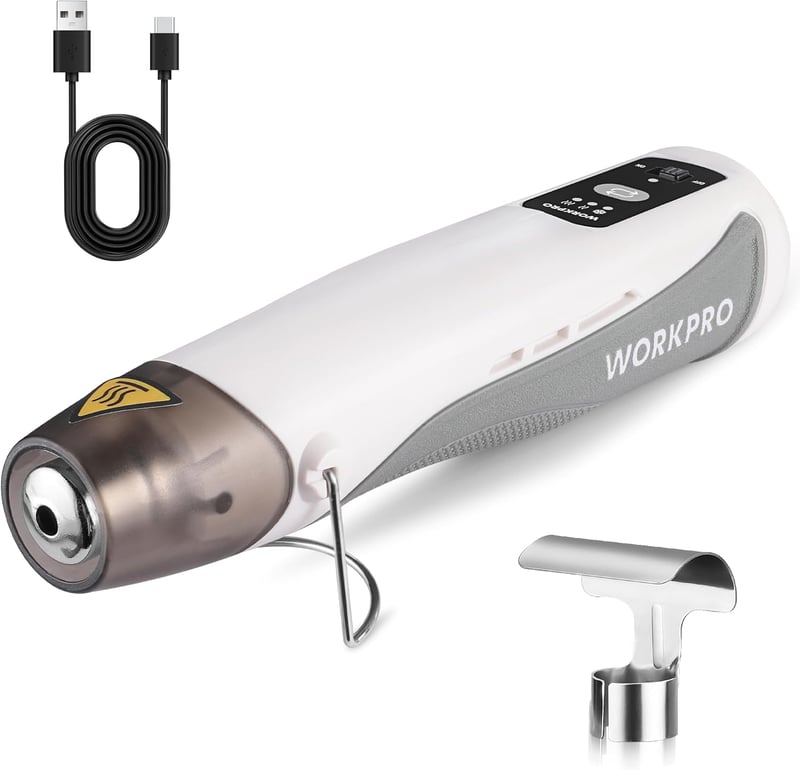 Pistol cu aer cald fără fir WORKPRO 7.2V, 150-360°C - alb