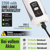 Pistol cu aer cald fără fir WORKPRO 7.2V, 150-360°C - alb 5