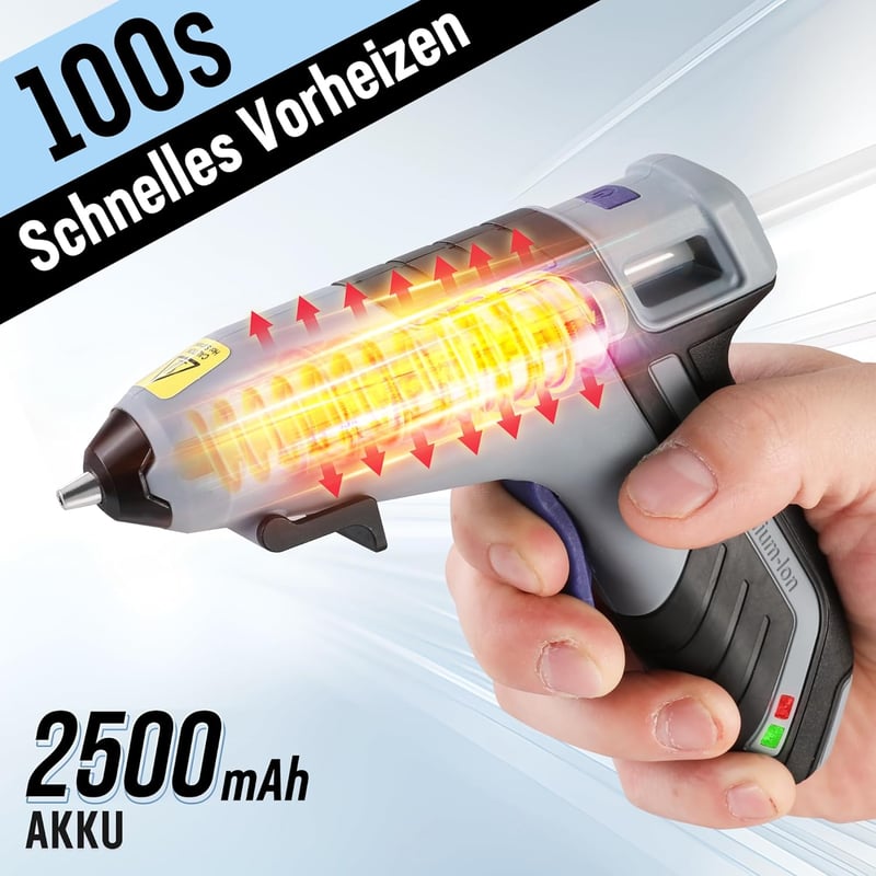WORKPRO Akkumulátoros Ragasztópisztoly 3.6V - Vezeték Nélküli, 2600 mAh, 20 Ragasztórúddal, Gyors Felfűtés, Automatikus Kikapcsolás, Barkács