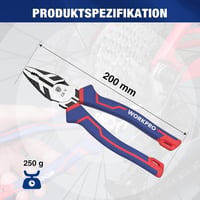 WORKPRO Kombinált Fogó 200mm - Multifunkciós Univerzális Szerszám Csavarkiszedővel és Kábelvágóval, Cr-V Acél, Otthoni és Műhelymunkákhoz 8
