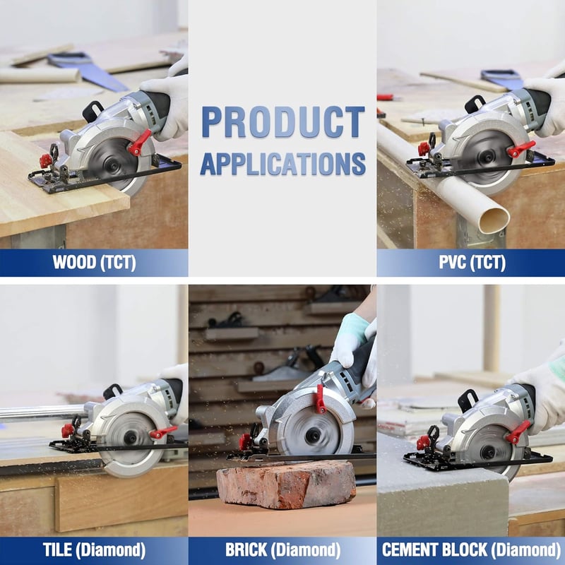 WORKPRO Mini Körfűrész 750W 4700RPM Fához Fémhez Csempéhez Vezetősínnel