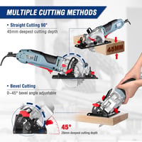 WORKPRO Mini Körfűrész 750W 4700RPM Fához Fémhez Csempéhez Vezetősínnel 4