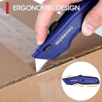 WORKPRO Premium Szőnyegvágó Kés Fém Fúrógép Gyors Pengecserével 10 Pótpengével - Single, Blue 4