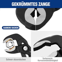 WORKPRO Professzionális Vízpumpafogó 305 mm, Cr-V Acél Csőfogó, Gyorskioldós Állítható Hornyos Csúszókapcsolattal, 50 mm Maximális Nyitással 7