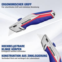 WORKPRO univerzális vágókés gumitukoron 15 SK5 pótpengével 6