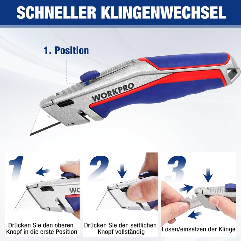 WORKPRO univerzális vágókés gumitukoron 15 SK5 pótpengével