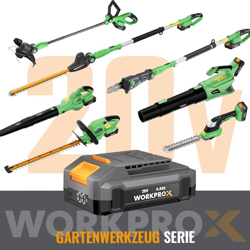 WORKPRO X 20V Akkumulátoros Lombfúvó 4.0Ah, 222 km/h Légáram, Kert és Terasz Tisztításhoz