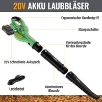 WORKPRO X 20V Akkumulátoros Lombfúvó 4.0Ah, 222 km/h Légáram, Kert és Terasz Tisztításhoz 2