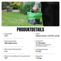 Akumulátorový rozmetávač hnojiva WORKPRO X 7,2 V, 8 režimov dávkovania, 6 rýchlostí, nastaviteľná šírka rozmetania, sejačka na trávnik, rozmetávač soli a posypového materiálu 8