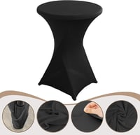WORLUDE 2 db fekete magasasztal terítő 80-85 cm, rugalmas fehér stretch, lábzsebekkel 3