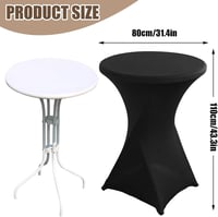 WORLUDE 2 db fekete magasasztal terítő 80-85 cm, rugalmas fehér stretch, lábzsebekkel 6