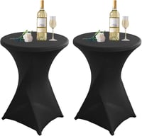 WORLUDE 2 db fekete magasasztal terítő 80-85 cm, rugalmas fehér stretch, lábzsebekkel 1