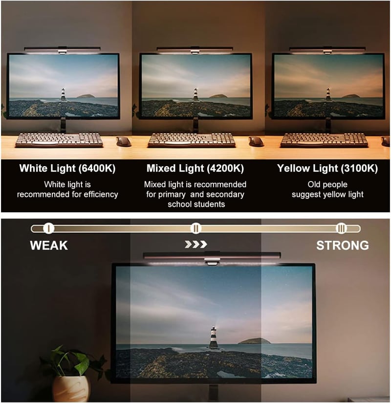 WORLUDE LED Monitoros Lámpa USB Érintésvezérlés Kékfény Szűrő 3 Színmód