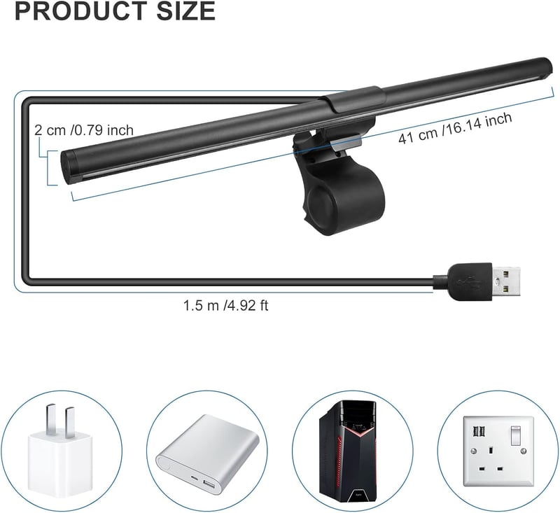 WORLUDE LED Monitoros Lámpa USB Érintésvezérlés Kékfény Szűrő 3 Színmód