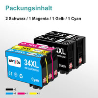Kompatibilná atramentová kazeta WORTHDO Epson 34XL, Workforce Pro WF-3720/WF-3725 – 5 ks (2 čierne, 1 azúrová, 1 purpurová, 1 žltá) 2