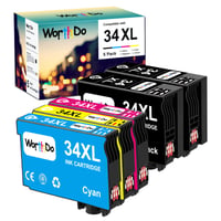 Kompatibilná atramentová kazeta WORTHDO Epson 34XL, Workforce Pro WF-3720/WF-3725 – 5 ks (2 čierne, 1 azúrová, 1 purpurová, 1 žltá) 1