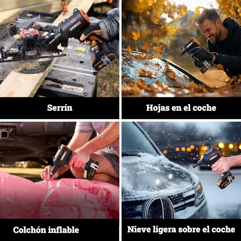 WORX 20V Akkumulátoros Porszívó Fúvó Brushless Motorral és Matracfújtató Funkcióval
