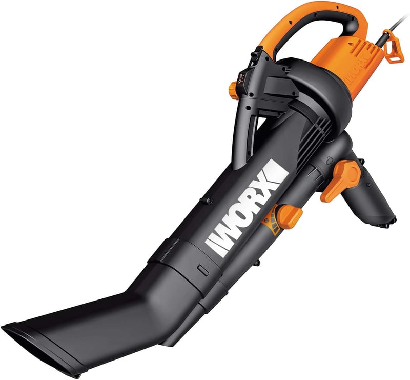 WORX 3000W Elektromos Lombfúvó és Lombszívó Aprítóval - 3 az 1-ben Kerti Eszköz 45L Gyűjtőzsákkal, 335 km/h, 600 m³/h (WG505E)