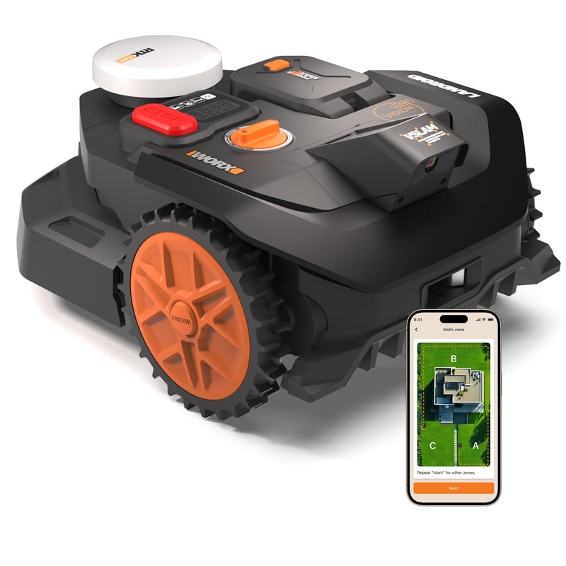 Robotkosilica WORX Landroid Vision Cloud WR304E 2WD bez granične žice, 400 m², AI prepoznavanje prepreka, VSLAM+ RTK Cloud navigacija, automatska