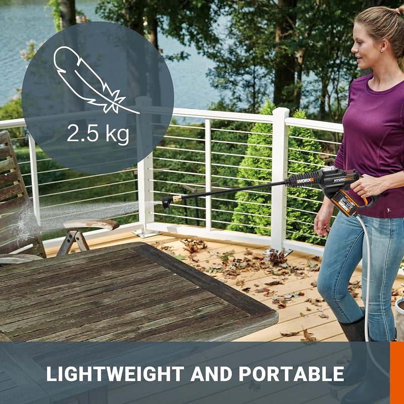 WORX PowerShare WG630E.5 Akkumulátoros Magasnyomású Mosó 210 l/h Teraszhoz Autóhoz