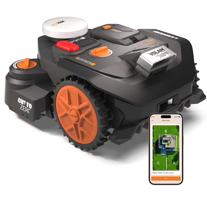 Robot de tuns iarba WORX Vision Cloud WR306E 2WD fără cablu perimetral, 600 m², control prin WiFi