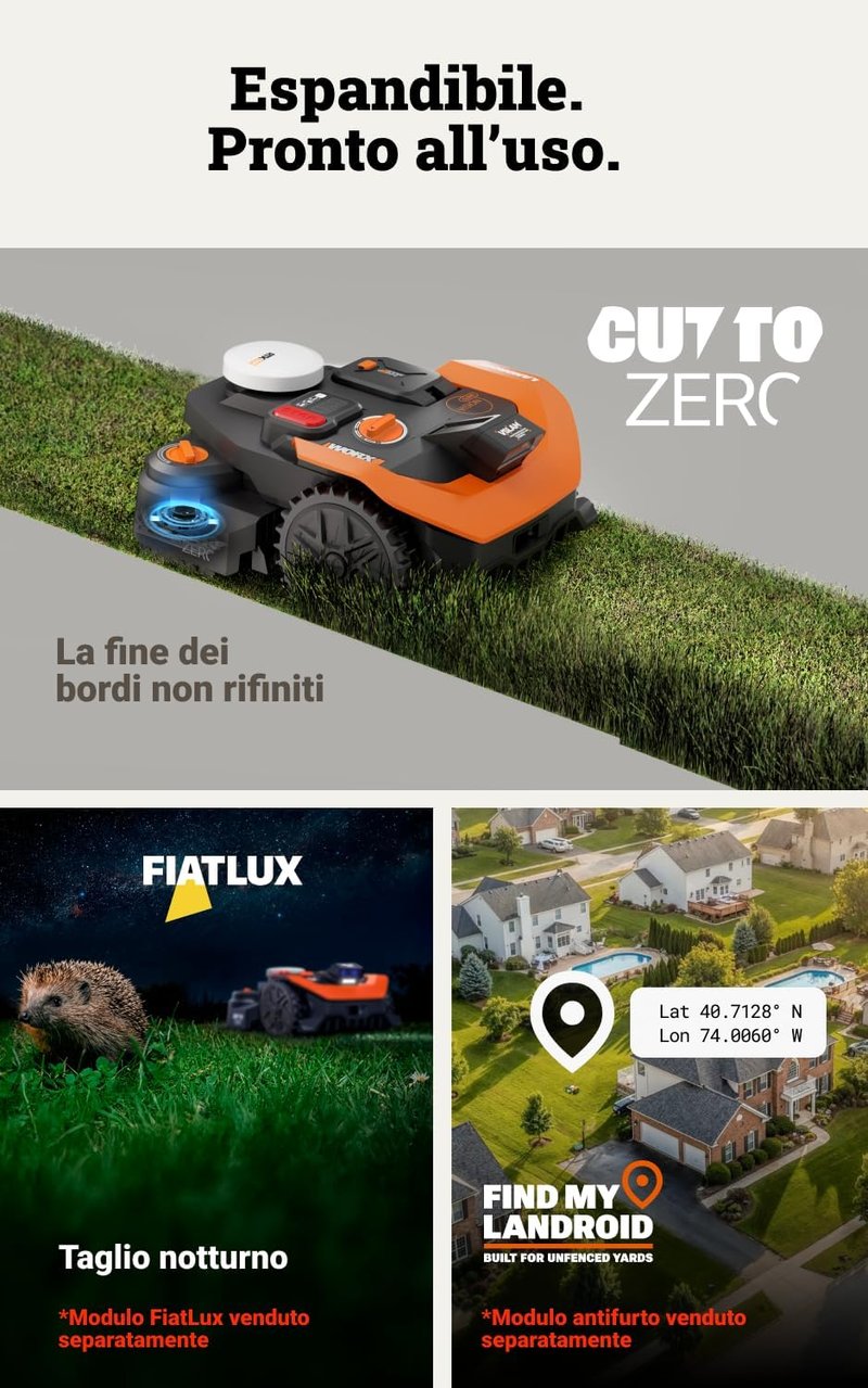WORX Vision Cloud WR308E robotfűnyíró 800m² WiFi navigációval és alkalmazásvezérléssel - Robot Lawn Mower 800 m²