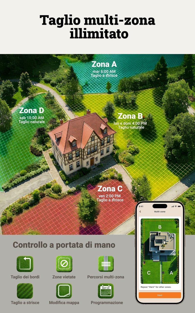 WORX Vision Cloud WR308E robotfűnyíró 800m² WiFi navigációval és alkalmazásvezérléssel - Robot Lawn Mower 800 m²