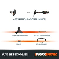 Akumulátorová vyžínačka WORX WG186E.92, bezuhlíkový motor, 40V, záber 38 cm, bez akumulátora a nabíjačky, použitý, neúplný stav 11