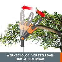 WORX WG349E.9 Teleskopska lančana pila 20V - bez baterije i punjača, crna, ručna lančana pila za teško dostupna mjesta u vrtu 2