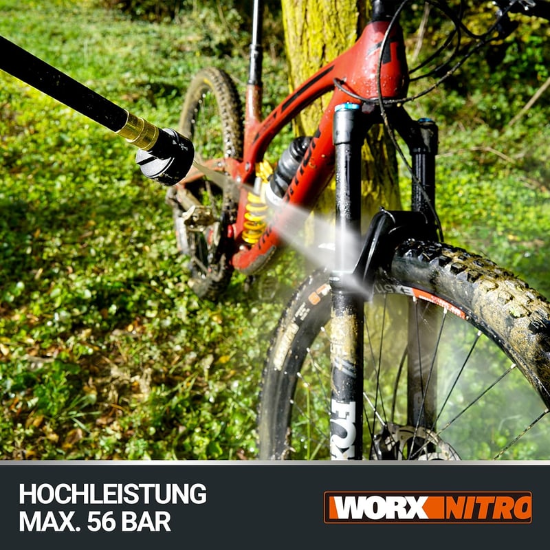 WORX WG633E.9 Akkus Magasnyomású Mosó 20V 56 Bar Kefe Nélküli Motor 5az1 Fúvóka - Without battery and charger