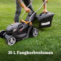 WORX WG733E Akumulatorska kosilica 20V, širina košnje 33 cm, košara od 35L, motor bez četkica, 6 visina košnje (25-75 mm), Intellicut, 4Ah baterija i punjač 4