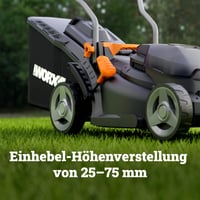 WORX WG733E Akumulatorska kosilica 20V, širina košnje 33 cm, košara od 35L, motor bez četkica, 6 visina košnje (25-75 mm), Intellicut, 4Ah baterija i punjač 6