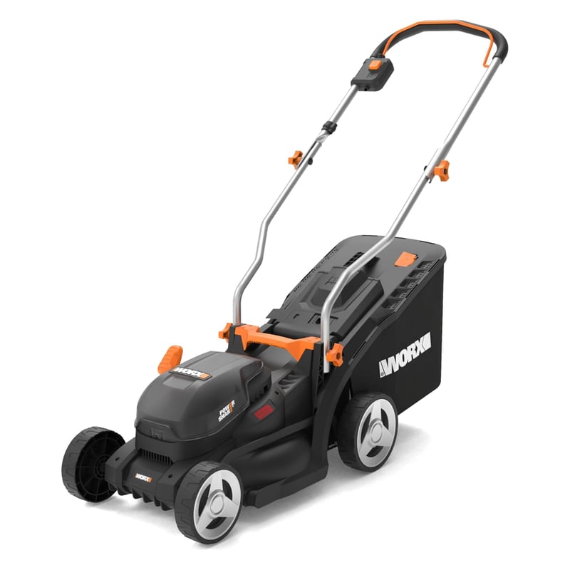 WORX WG733E Akumulatorska kosilica 20V, širina košnje 33 cm, košara od 35L, motor bez četkica, 6 visina košnje (25-75 mm), Intellicut, 4Ah baterija i punjač
