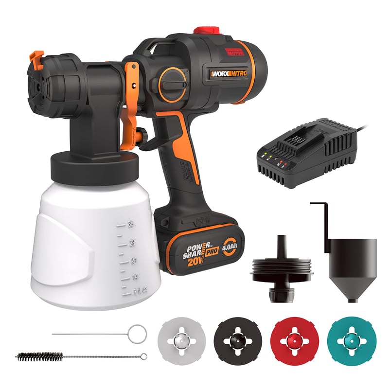 Sistem de vopsit cu acumulator WORX WX020 20V - cu acumulator de 4Ah și încărcător rapid de 2A