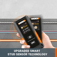 WORX WX086 Falszkenner 3-in-1 Multifunkciós Detektor - Fa, Fém és Elektromos Vezeték Kereső HyperCrystal LCD Kijelzővel, 3.7V 5