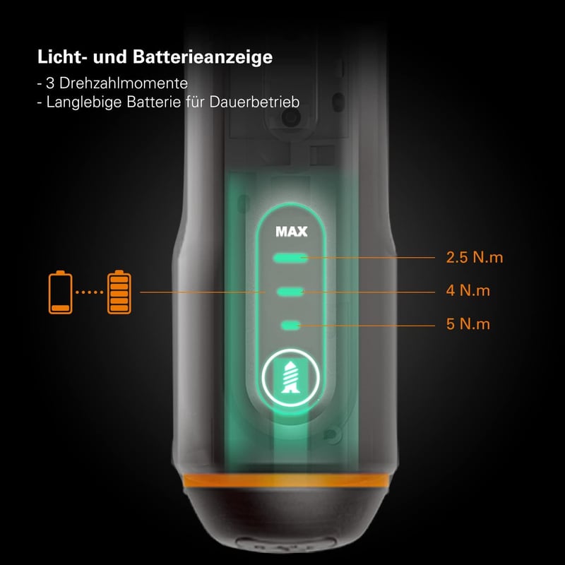 WORX WX240 4V Akkus Csavarhúzó Készlet, 1.5 Ah, 3 Sebességű Nyomaték, LED Világítás, 24 Bit, USB-C Töltés, Fekete-Narancs