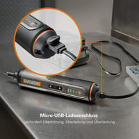WORX WX240 4V Akkus Csavarhúzó Készlet, 1.5 Ah, 3 Sebességű Nyomaték, LED Világítás, 24 Bit, USB-C Töltés, Fekete-Narancs 6
