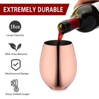 Set 4 Pahare de Vin WOTOR, Culoare Aur Roz, 530 ml, Pahare din Cupru pentru Exterior, Călătorii, Camping, Cadou 2