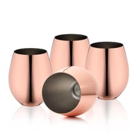Set 4 Pahare de Vin WOTOR, Culoare Aur Roz, 530 ml, Pahare din Cupru pentru Exterior, Călătorii, Camping, Cadou 1