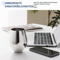 Set 4 Pahare de Vin din Oțel Inoxidabil WOTOR fără Picior - 532 ml, Pahare Metaliceจะ Indestructibile pentru Exterior, Călătorii, Camping, Argintiu 5