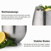 Set 4 Pahare de Vin din Oțel Inoxidabil WOTOR fără Picior - 532 ml, Pahare Metaliceจะ Indestructibile pentru Exterior, Călătorii, Camping, Argintiu 3