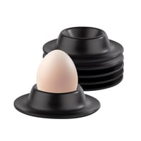 Set suporturi pentru ouă WOUYTPE, 6 bucăți, negru, set de pahare pentru ouă incasabile, cu sistem de îmbinare nut-feder, împotriva rostogolirii și loviturilor 1