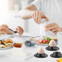 Set suporturi pentru ouă WOUYTPE, 6 bucăți, negru, set de pahare pentru ouă incasabile, cu sistem de îmbinare nut-feder, împotriva rostogolirii și loviturilor 5